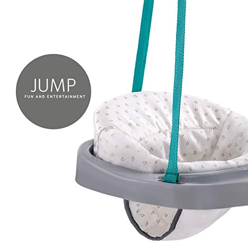 Hauck 645093 Jump - Columpio Interior Baby, a partir de 6 Meses, Regulable en Altura, Cinchas para Amarrar, Sin Taladrar Agujeros, Gris/Turquesa