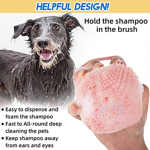 Haudang Cepillo de baño para perros y gatos, de silicona, para masaje, champú dispensador, para perros y gatos, cuidado de ducha, color amarillo