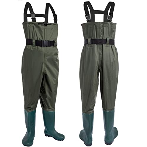 HBselect Vadeadores de Pesca con Botas, Impermeables Caza Waders Pantalones de Nylon/PVC, Ropa Pantalones para Pescador Hombre y Mujer (45)