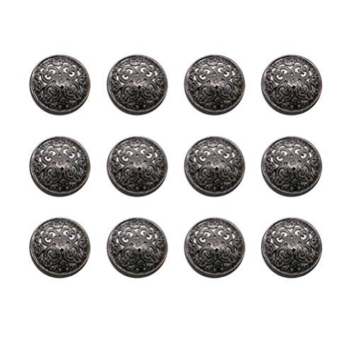 Heallily 30 botones de metal para abrigos redondos y planos, botones vintage para chaqueta, botones para manualidades, costura negro, 23 mm