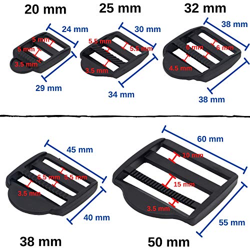 Hebilla Para La Correa Del Bolso, 15, 20, 25, 32, 38 o 50 mm para elegir, paquete de 10, Bloqueo De Escalera, Clip De Hebillas De Plástico, Correas De Mochila, Hebillas Cinturón, Correas mochilas