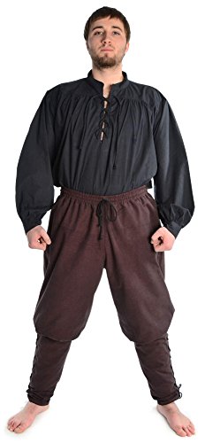 Hemad Pantalones de algodón para Hombres Viking - con Cordones – L/XL Marrón