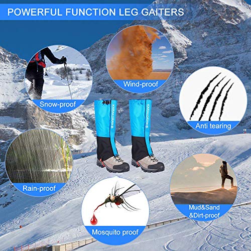 HIDEWALKER Polainas Impermeables Transpirables Y Antipicaduras para Esquí Acampada Caza Senderismo Y Escalada Montaña Polainas (Azul, L(44-46))