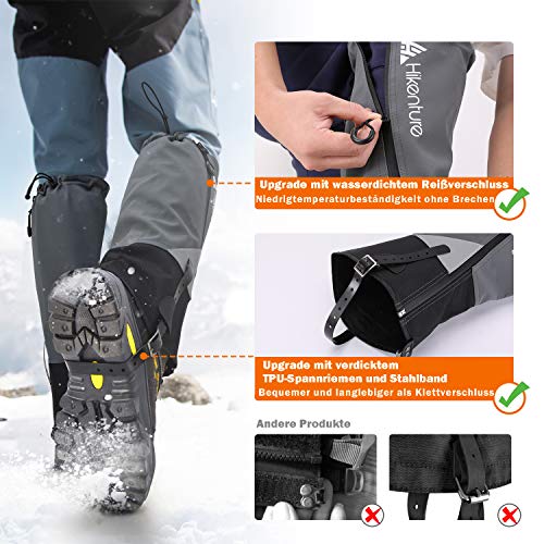 HIKENTURE Polainas de senderismo para hombre y mujer, impermeables, para proteger los pantalones y los zapatos contra la nieve, la lluvia y los insectos, para senderismo de nieve, la lluvia