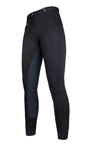 HKM – pantalón de hípica Wülfer-X modelo 2017, con bajo elástico y refuerzo en la parte interna de las piernas, para niño y mujer, disponible en 5 bonitos colores, mujer, color schwarz mit grauem Besatz, tamaño 40 [DE 38]