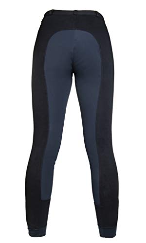 HKM – pantalón de hípica Wülfer-X modelo 2017, con bajo elástico y refuerzo en la parte interna de las piernas, para niño y mujer, disponible en 5 bonitos colores, mujer, color schwarz mit grauem Besatz, tamaño 44 [DE 42]