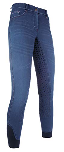 Hkm Pantalones de equitación para Adultos Denim Easy-3/4 Silkonbesatz6100, Azul Vaquero, 134