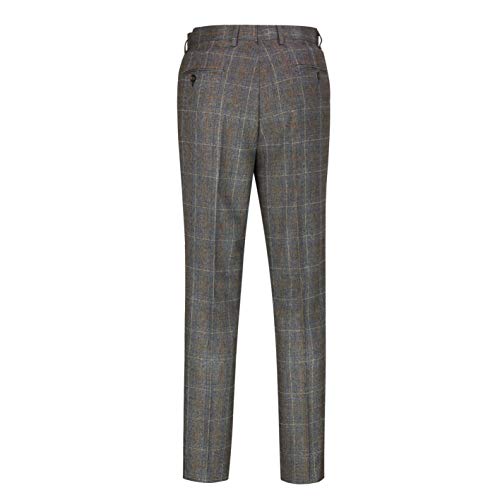 Hombres De 3 Piezas Traje Tweed Gatsby Prí­ncipe De Gales Retro Compruebe Elegante Chaqueta A Medida Fit Pantalones Chaleco [SUIT-HUGO-BROWN-58EU]