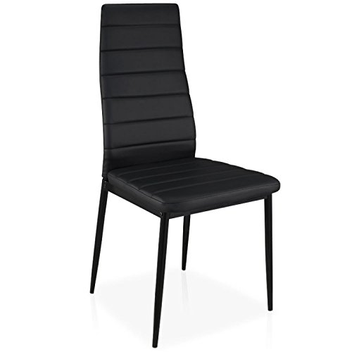 HomeSouth - Pack Seis sillas tapizadas símil Piel, Silla Color Negro Patas metalicas Negras, Medidas: 44 cm (Ancho) x 96 cm (Alto) x 42 cm (Fondo)