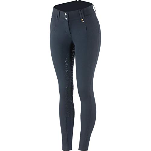 horze Angela - Pantalones de equitación para mujer con cintura alta, de silicona, color azul, talla 38