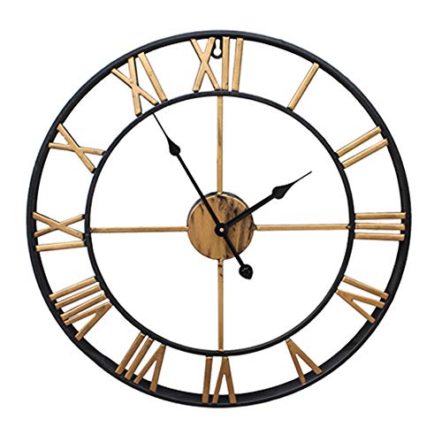 HOSTON Reloj de Pared Moderno con Pilas,Reloj Pared Romano Grande de decoración de Sala de Estar muda atómica de 40 cm,Adecuado para Empresas, escuelas, cafés (Dorado)