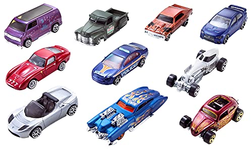 Hot Wheels Pack de 10 vehículos, coches de juguete (modelos surtidos) (Mattel 54886)