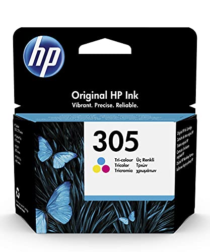 HP 305 3YM60AE, Tricolor, Cartucho de Tinta Original, Compatible con impresoras de inyección de Tinta HP DeskJet 2700, 2730, 4100, 4134; Envy Serie 6020, 6030, 6420, 6430