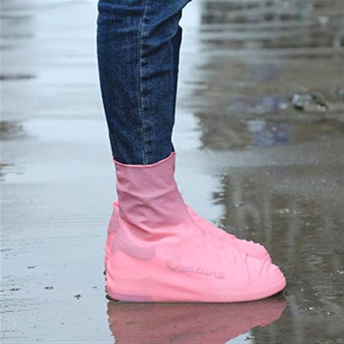 HUAIXIAOHAI 1 par de botas Cubierta impermeable Zapatilla de silicona Material de silicona Zapatos Unisex Protectores Botas de lluvia para interiores Días de lluvia al aire libre reutilizables waterpr