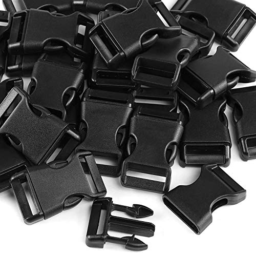 HUAZIZ 60 Piezas Hebillas de Plástico Negro, Hebillas Negras Hebillas Laterales de Plástico, Hebilla de Mochila, Hebillas de Plástico para Collar de Perro, Bricolaje, Accesorios de Costura