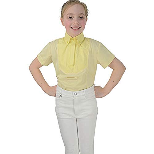 HyFASHION - Camisa de Manga Corta Infantil para Concurso de equitación Modelo Tilbury para niñas niños (Extra Grande (XL)) (Amarillo)