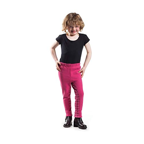 HyPERFORMANCE - Pantalón Infantil de equitación Estampado Estrellas para niños niñas (M) (Rosa/Estrellas Gris Plata)