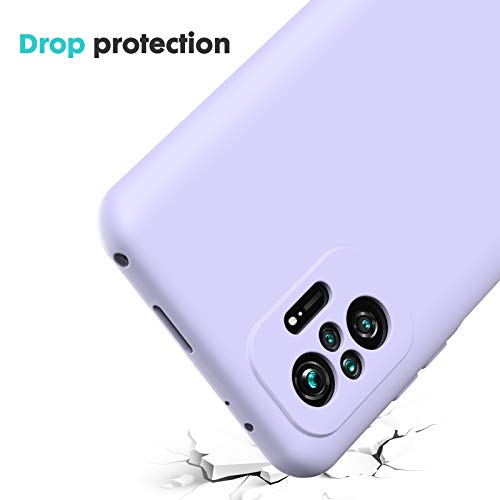 Ikziwreo - Funda para Xiaomi Redmi Note 10 Pro + [2 Pack] Protector Pantalla, Carcasa de Silicona Líquida Gel Ultra Suave Funda con tapete de Microfibra Anti-Rasguño - Púrpura