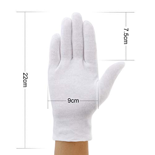 Incutex 12 pares de guantes de tela de algodón, blancos, tamaño: M