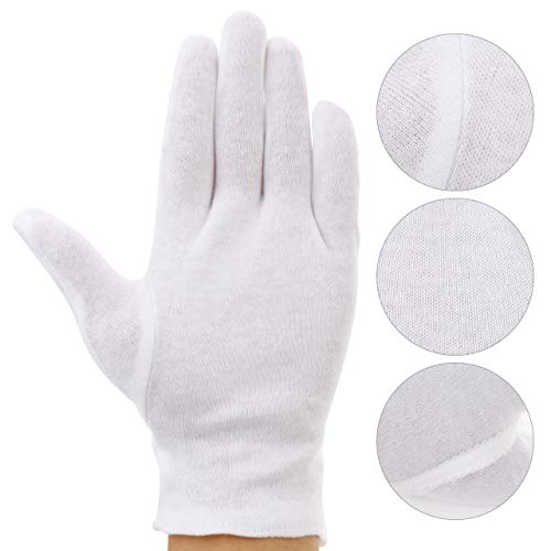 Incutex 4 pares de guantes de tela de algodón, blancos, talla: L
