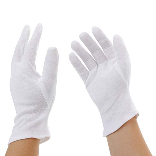 Incutex 5 pares de guantes de tela de algodón, blancos, talla: M
