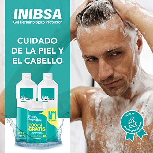 INIBSA - Gel De Ducha Para El Cuidado De La Piel Y El Cabello, Ahorro Pack Dermatológico 2xl + Gel 200ml
