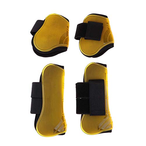 Inzopo 4 Pack de botas de choque y tendón para saltar, montar a caballo, evento, doma – ajustable – amarillo amarillo