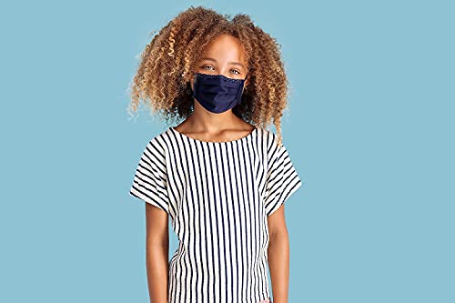 Isko Vital UNE 0065 Mascarilla Certificada CE protección facial - Máscaras lavables 30 veces y reutilizable de algodón orgánico - Paquete de 3 - Azul - niños 6-13 años - filtración 95% Supreme