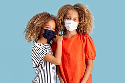 Isko Vital UNE 0065 Mascarilla Certificada CE protección facial - Máscaras lavables 30 veces y reutilizable de algodón orgánico - Paquete de 3 - Azul - niños 6-13 años - filtración 95% Supreme
