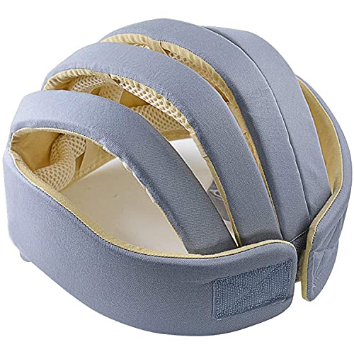 IULONEE Casco de protección para bebé, gorra protectora para cabeza de bebé, gorra de algodón ajustable(Gris)