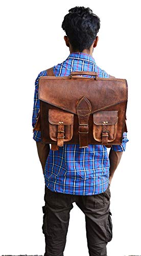 Jaald 40 Cm Bolso Bandolera Mochila Backpack Bolsa De Hombro Maletin De Piel Auténtica para Hombre Convertible Portátil Leather Messenger Bag Laptop