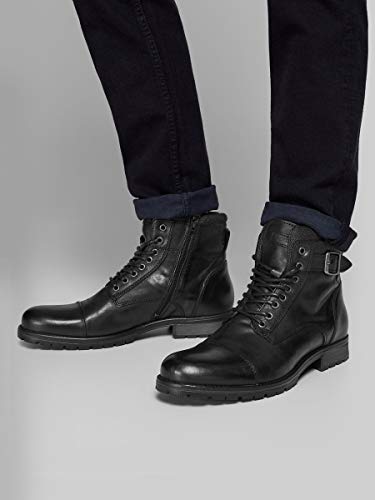 JACK & JONES JFWALBANY Leather STS, Chukka Boots Hombre, Gris(Anthracite Anthracite), 43 EU