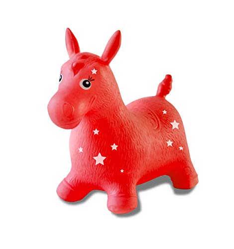 Jamara 460317 - Caballo rojo animal saltarín con bomba - Orejas como soporte