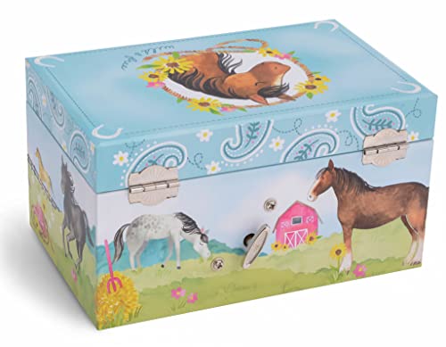 Jewelkeeper - Caja Musical de caballo y juego de joyas de niñitas - 3 regalos de caballo para niñas
