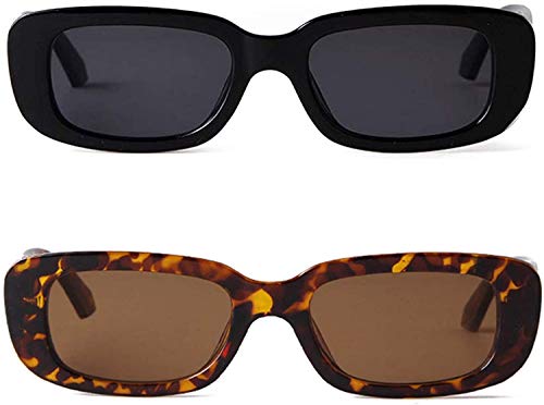 JFAN Gafas de sol Rectangulares para Mujeres Hombres Gafas pequeñas Retro con Protección UV400 de Marco Cuadrado