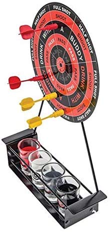 Jilibaba Juego de beber Dart Shot Party Games Ruleta Bar Juego con 4 tazas de vidrio y 1 estante de objetivo Novedad regalos