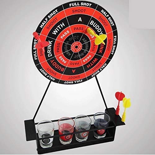 Jilibaba Juego de beber Dart Shot Party Games Ruleta Bar Juego con 4 tazas de vidrio y 1 estante de objetivo Novedad regalos