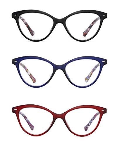 JM Gafas de Presbicia y Lectura. Cómodas y Duraderas con un Diseño Único. Para Mujer. +4.00 [Pack de 3 Colores Mixtos]