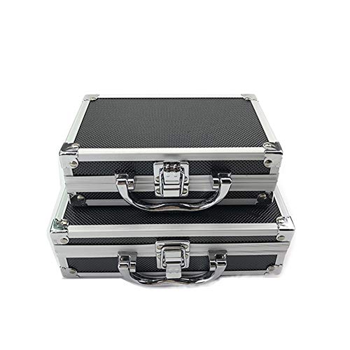 JoyFan Mini caja de herramientas de aluminio portátil pequeña caja de almacenamiento de aluminio para Craftsman Travel Carry (negro, 180 x 110 x 55 mm) (180 x 110 x 55 mm)