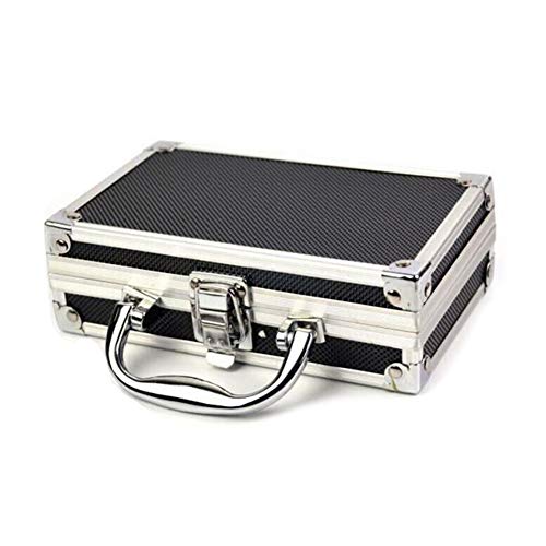 JoyFan Mini caja de herramientas de aluminio portátil pequeña caja de almacenamiento de aluminio para Craftsman Travel Carry (negro, 180 x 110 x 55 mm) (180 x 110 x 55 mm)