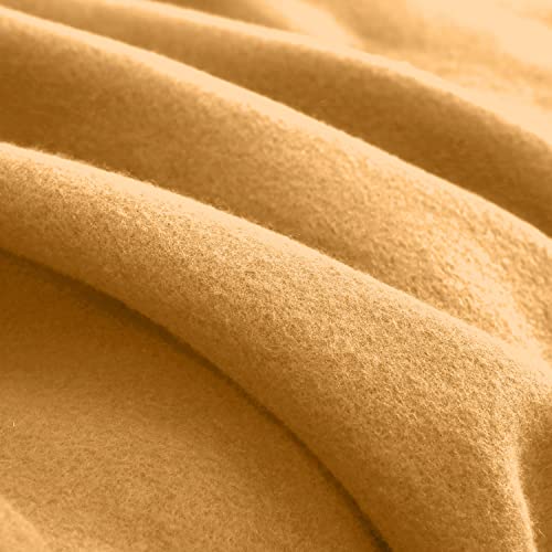 Juego de 2 mantas de forro polar OekoTex, 130 x 160 cm, aprox. 400 g, con antipilling y borde amarillo mostaza.