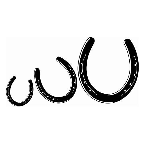 Juego de 3 pegatinas de herradura, diseño de caballo y pony, para coche, decoración de pezuñas, hierro negro brillante (K040)
