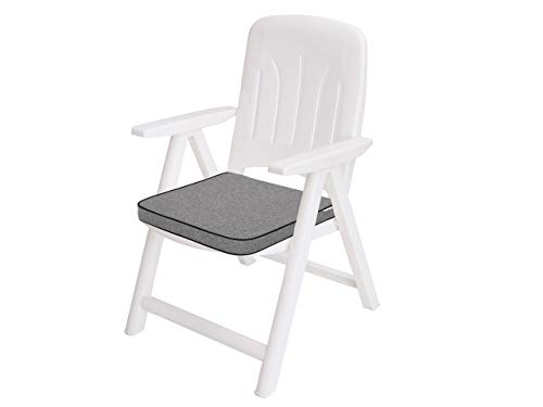 Juego de 4 cojines para silla, 48 x 45 cm, cojines acolchados para exterior/interior/exterior, jardín, tiempo libre, verano, color gris