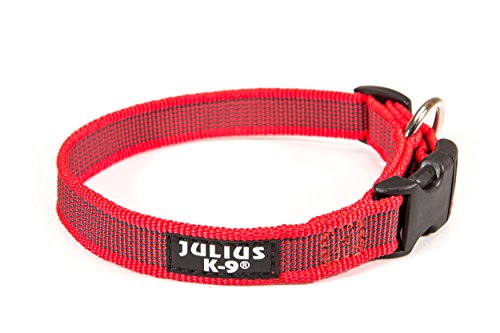 Julius-K9 Collar Color & Gray, 20 mm 27/42 cm, Rojo/Gris