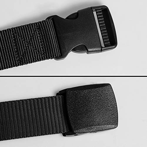 Justay [Paquete de 2] Cinturones de lona y nylon de estilo militar, con hebilla [1.49 pulgadas] para hombre [Talla única] [01-negro y negro]