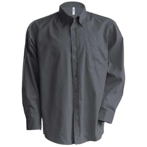 Kariban - Camisa Manga Larga Modelo Oxford Cuidado fácil (Tallas Grandes) Hombre Caballero - Trabajo/Boda/Fiesta (3XL) (Azul)