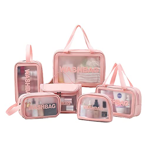 Kemelo 1/3 / 6Pieces Travel Clear Cosmetic Bag Letters Organizador de Bolsa de Maquillaje Impermeable, Bolsas de Ahorro de Espacio, TP 19
