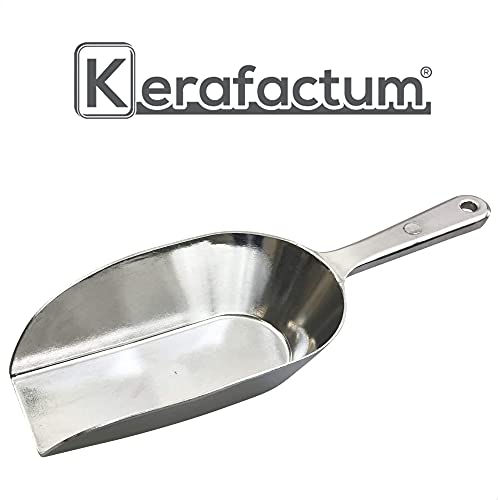 Kerafactum Práctica pala grande para harina y pienso | saco de pienso de harina y azúcar, de metal y aluminio fundido | inoxidable 14,5 cm acabado brillante 20 ml