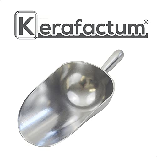 Kerafactum Práctica pala grande para harina y sacos | saco para pienso, harina y azúcar, pala de metal de aluminio fundido | Alimento para animales no se oxida, 1100 ml