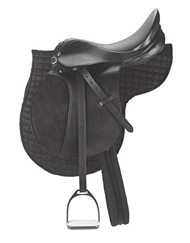 Kerbl 32196 Juego de silla de montar Pony que incluye cinturón, manta, estribos y correas, negro
